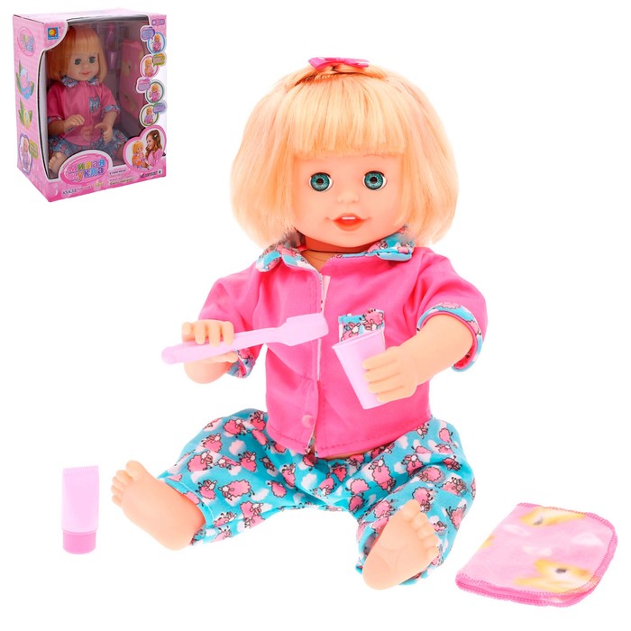 Пупс функциональный "Алёнка", чистит зубы зубной щёткой, звуковые функции, МИКС