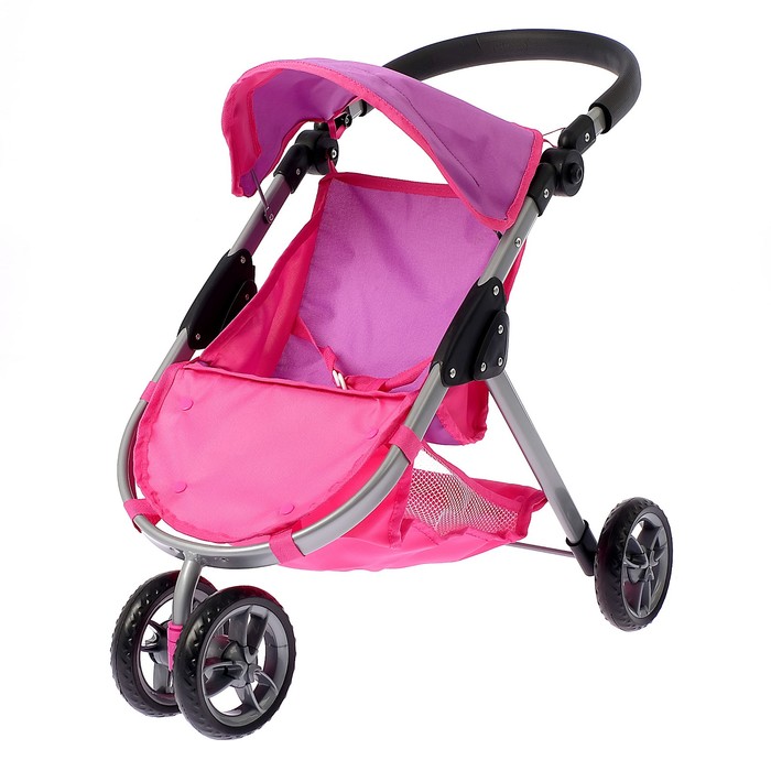 Коляска для кукол трехколёсная, ручка регулируется, металлический каркас