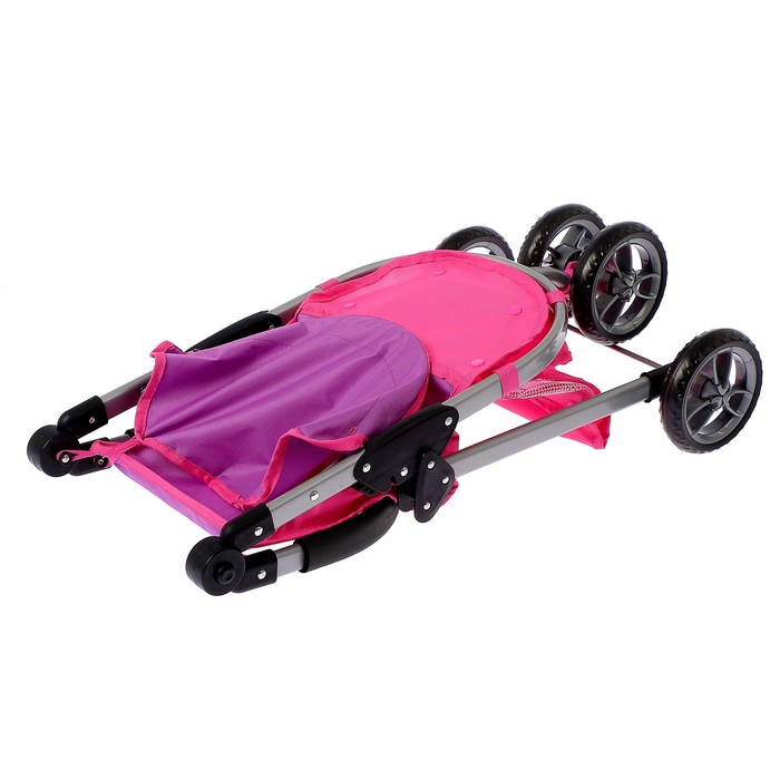 Коляска для кукол трехколёсная, ручка регулируется, металлический каркас