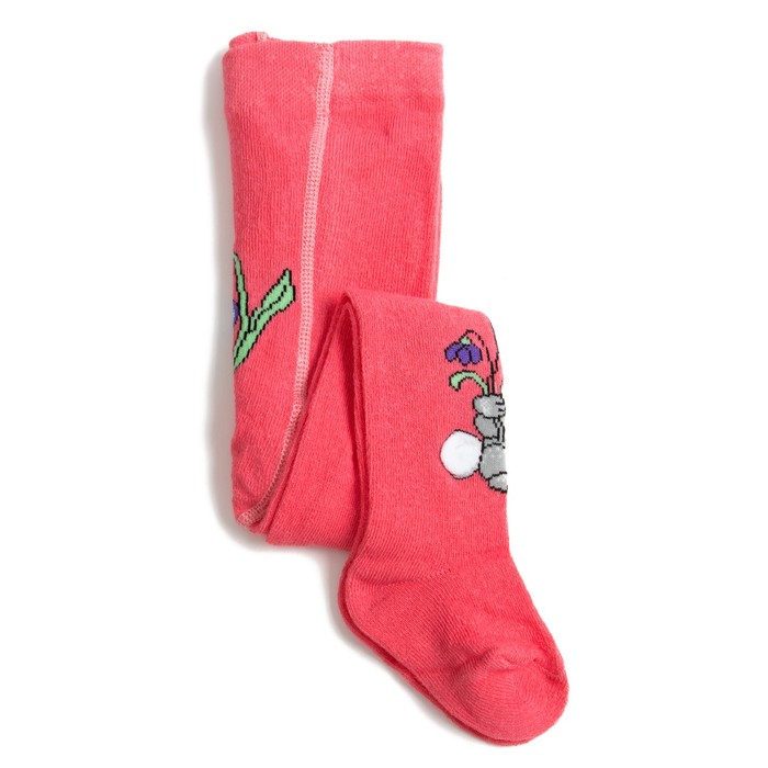 Колготки детские 7с916 "Заяц" цвет коралловый, рост 68-74