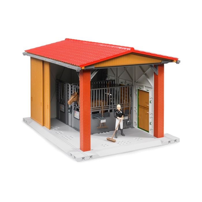 Конюшня с всадницей и лошадью, размер 48х36х31 см