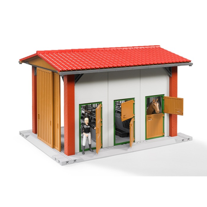 Конюшня с всадницей и лошадью, размер 48х36х31 см