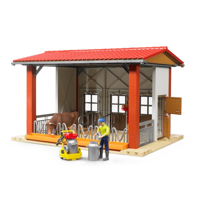 Игровой набор "Ферма" с коровой, рабочим и аксессуарами