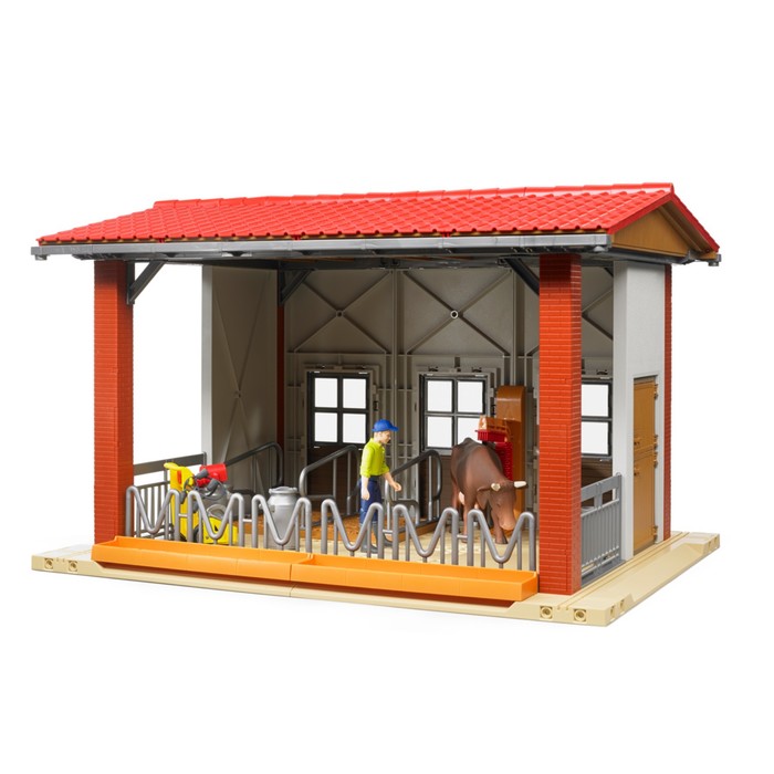 Игровой набор "Ферма" с коровой, рабочим и аксессуарами