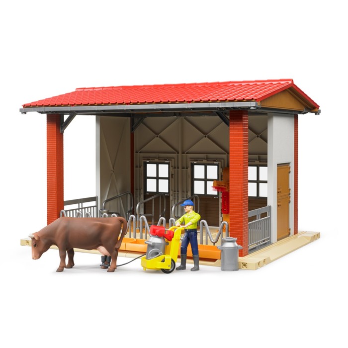 Игровой набор "Ферма" с коровой, рабочим и аксессуарами