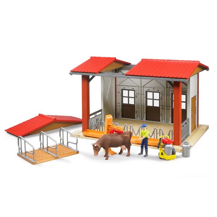 Игровой набор "Ферма" с коровой, рабочим и аксессуарами