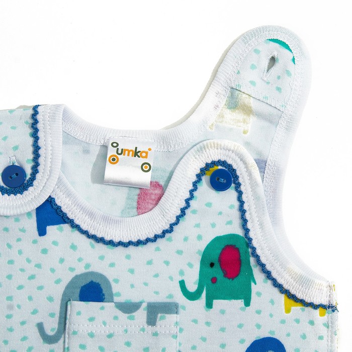 Ползунки высокие, рост 56 см, цвет белый, принт слоники 512-AZ_М