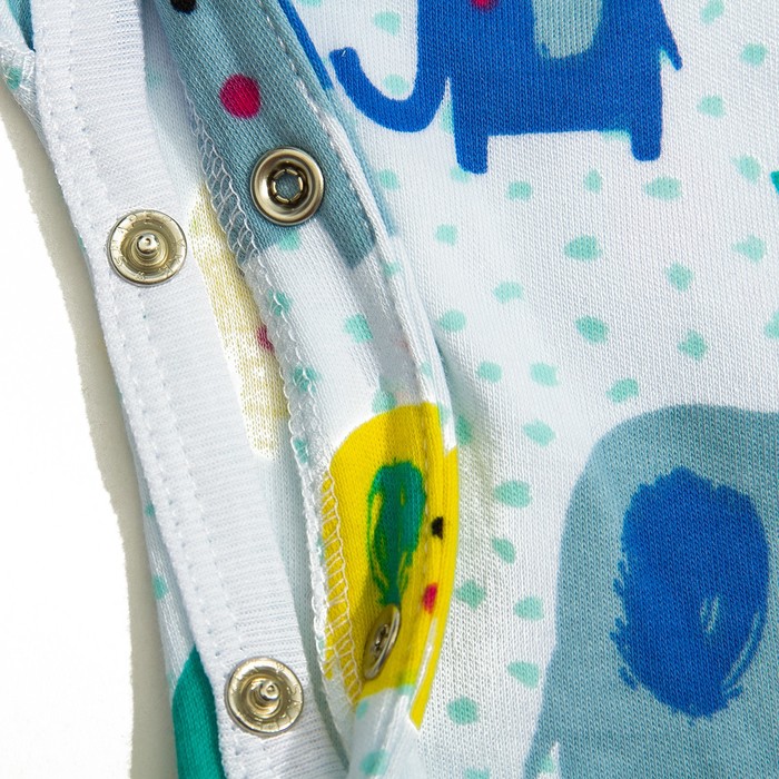 Ползунки высокие, рост 56 см, цвет белый, принт слоники 512-AZ_М