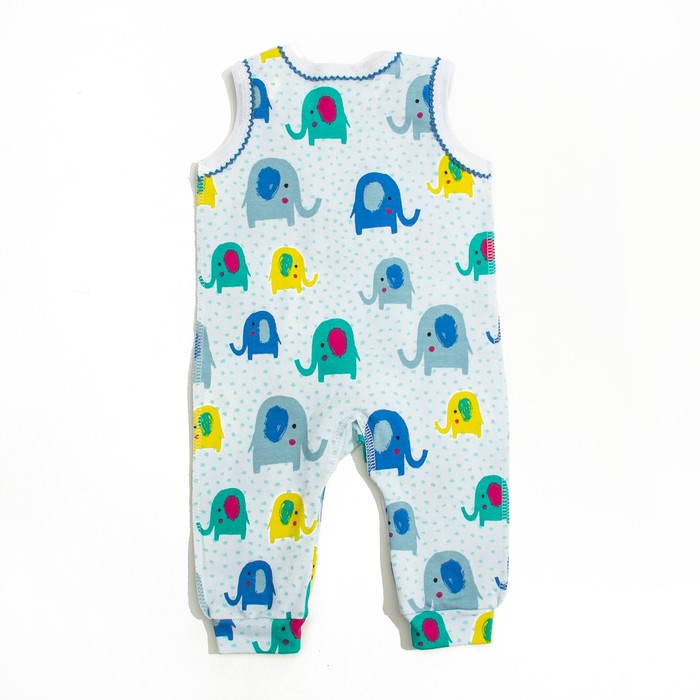 Ползунки высокие, рост 56 см, цвет белый, принт слоники 512-AZ_М
