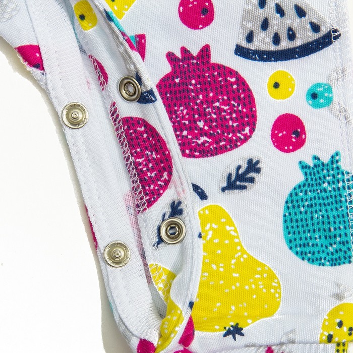 Ползунки высокие, рост 56 см, цвет белый, принт фрукты