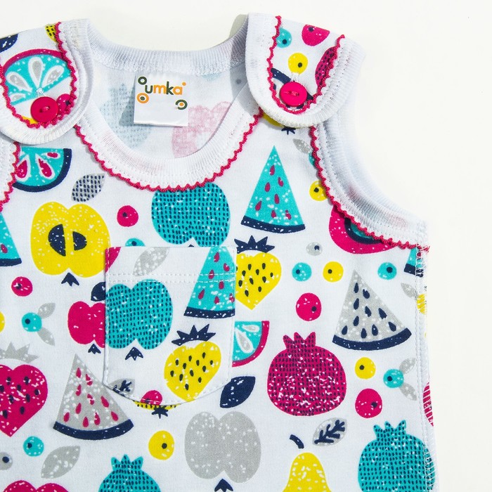 Ползунки высокие, рост 62 см, цвет белый, принт фрукты 512-AZ_М