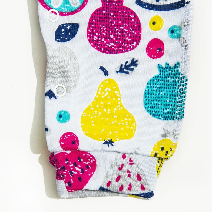 Ползунки высокие, рост 62 см, цвет белый, принт фрукты 512-AZ_М