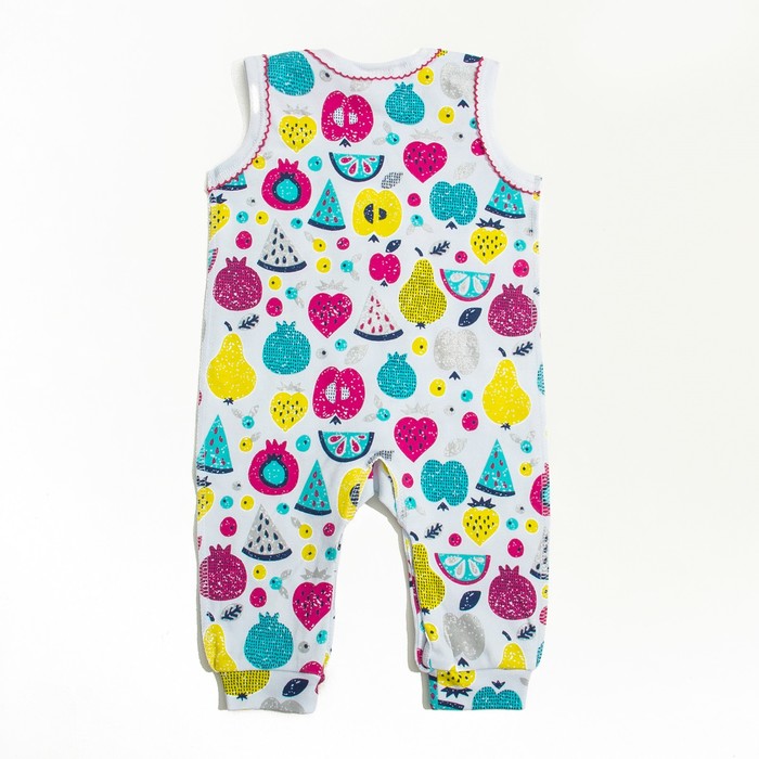 Ползунки высокие, рост 62 см, цвет белый, принт фрукты 512-AZ_М