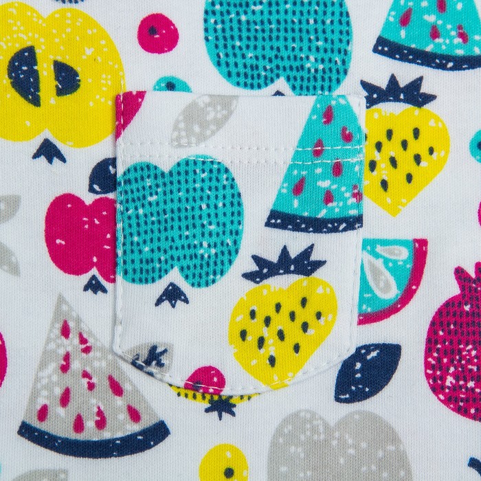 Ползунки высокие, рост 74 см, цвет белый, принт фрукты