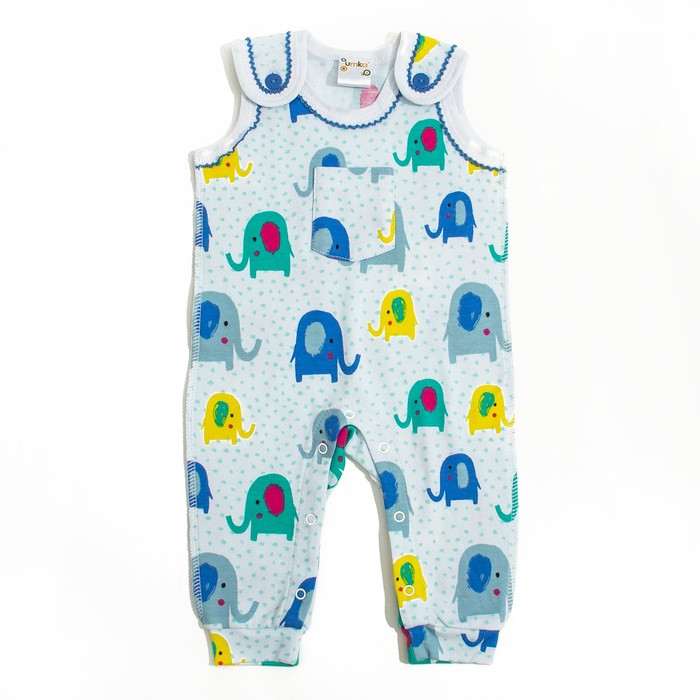 Ползунки высокие, рост 80 см, цвет белый, принт слоники 512-AZ_М