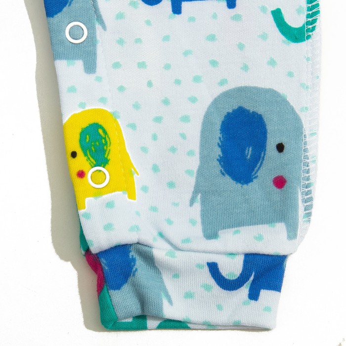 Ползунки высокие, рост 80 см, цвет белый, принт слоники 512-AZ_М