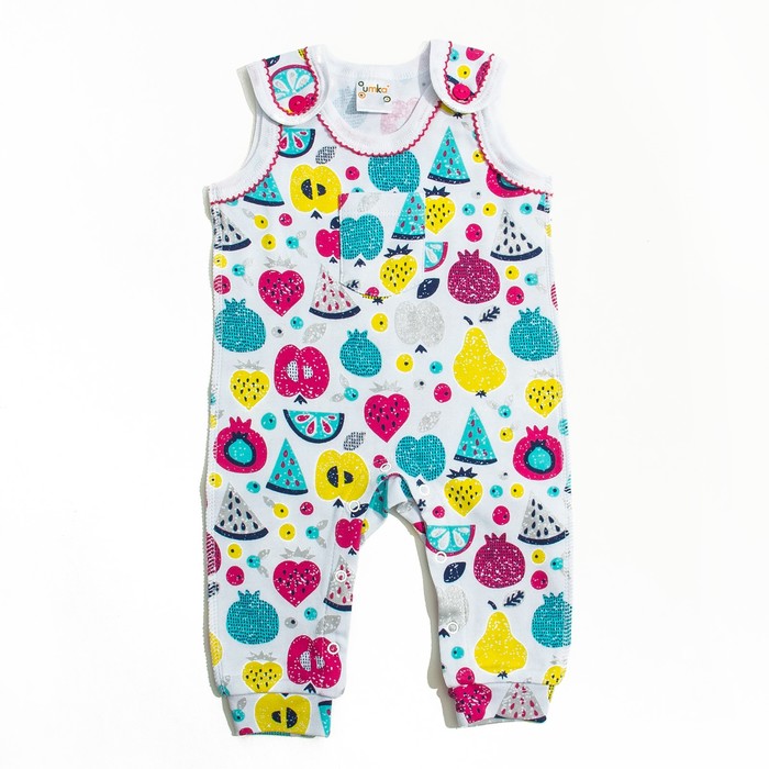 Ползунки высокие, рост 86 см, цвет белый, принт фрукты 512-AZ_М