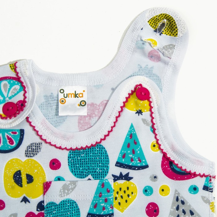 Ползунки высокие, рост 86 см, цвет белый, принт фрукты 512-AZ_М