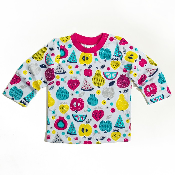 Кофточка детская, рост 62 см, цвет белый, принт фрукты