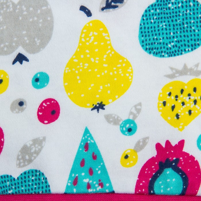 Чепчик детский, рост 80 см, цвет белый, принт фрукты