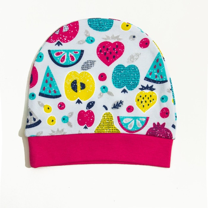 Чепчик детский, рост 80 см, цвет белый, принт фрукты