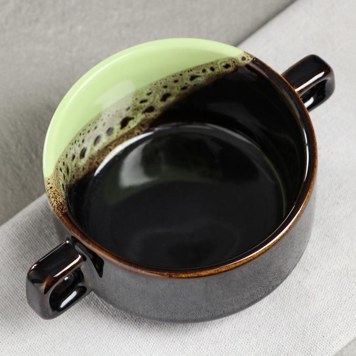 Бульонница 0,35 л, чёрно-зелёная