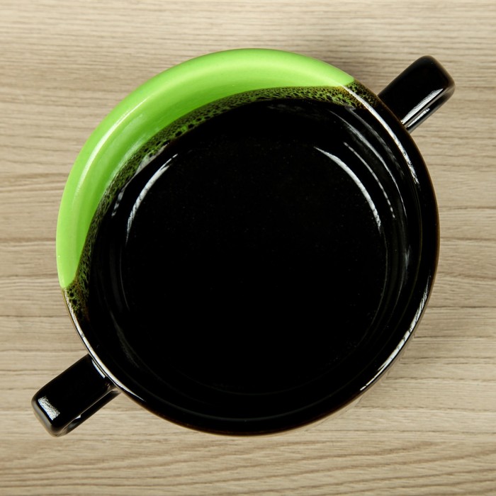 Бульонница 0,35 л, чёрно-зелёная