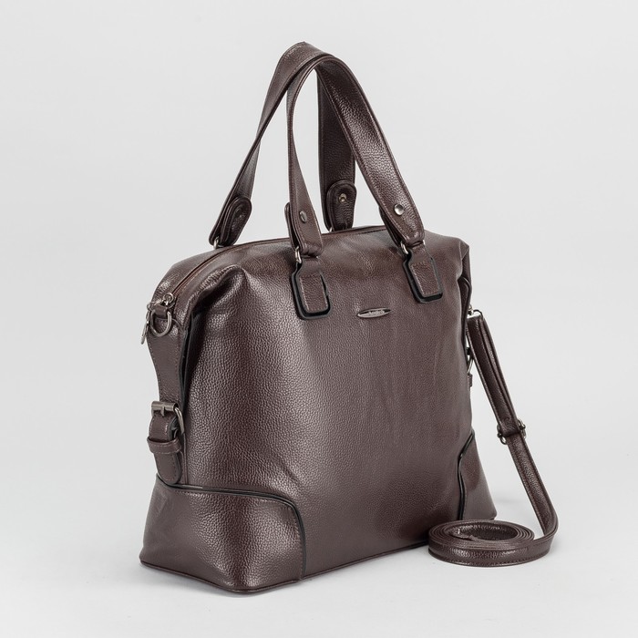 Сумка женская на молнии, 1 отдел, наружный карман, длинный ремень, цвет коричневый