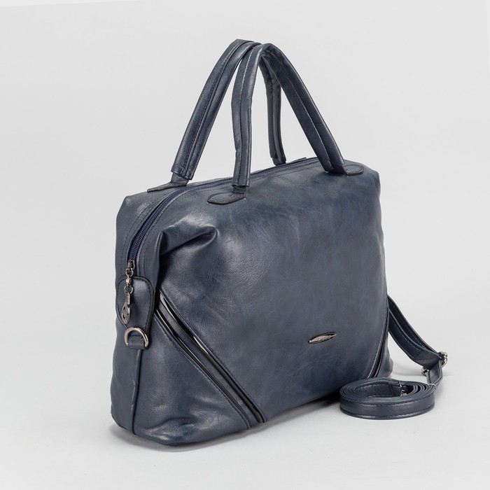 Сумка женская на молнии, 1 отдел, наружный карман, длинный ремень, цвет синий