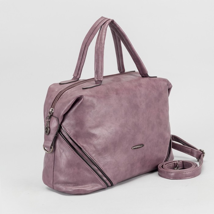 Сумка женская на молнии, 1 отдел, наружный карман, длинный ремень, цвет светло-фиолетовый