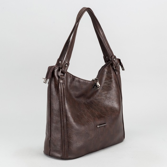 Сумка женская на молнии, 1 отдел, наружный карман, цвет коричневый