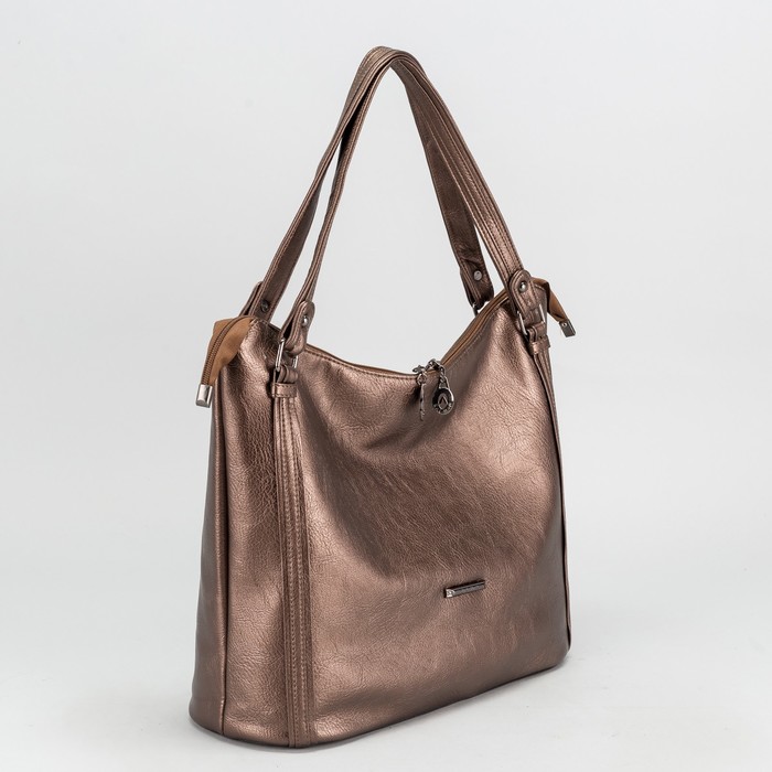 Сумка женская на молнии, 1 отдел, наружный карман, цвет бронзовый