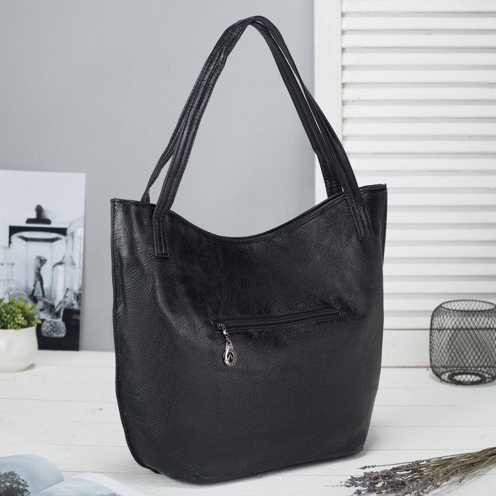 Сумка женская на молнии, 1 отдел, наружный карман, цвет чёрный