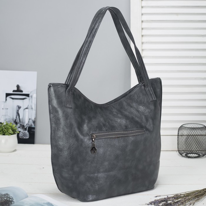 Сумка женская на молнии, 1 отдел, наружный карман, цвет серый