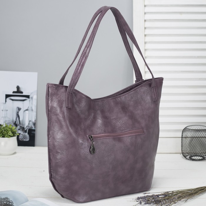 Сумка женская на молнии, 1 отдел, наружный карман, цвет светло-фиолетовый