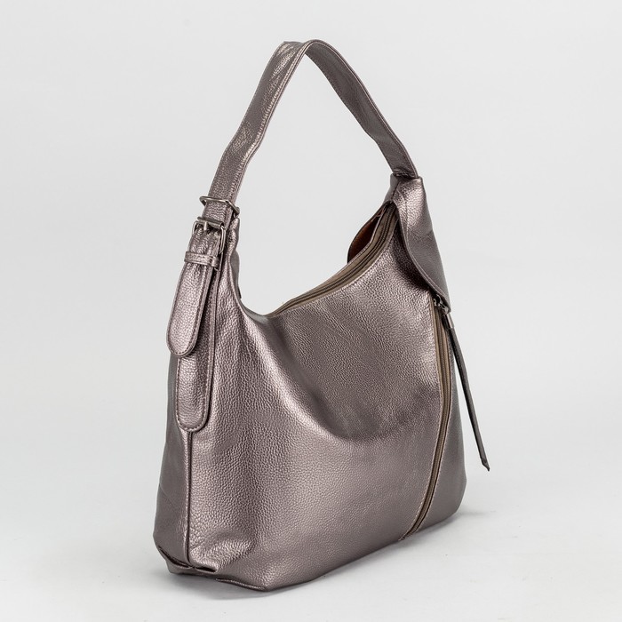 Сумка женская, отдел на молнии, 2 наружных кармана, цвет серый