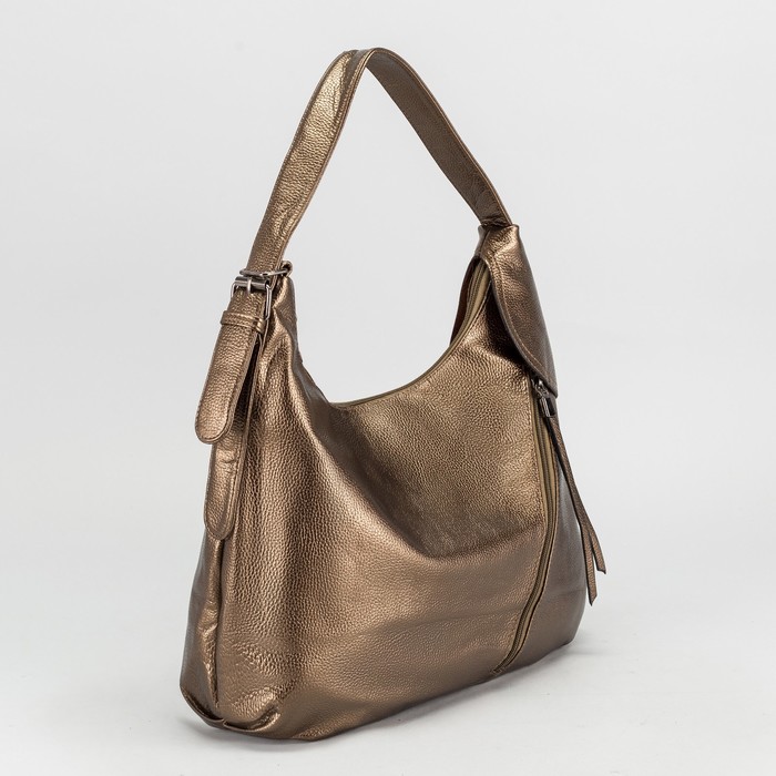 Сумка женская, отдел на молнии, 2 наружных кармана, цвет золотой