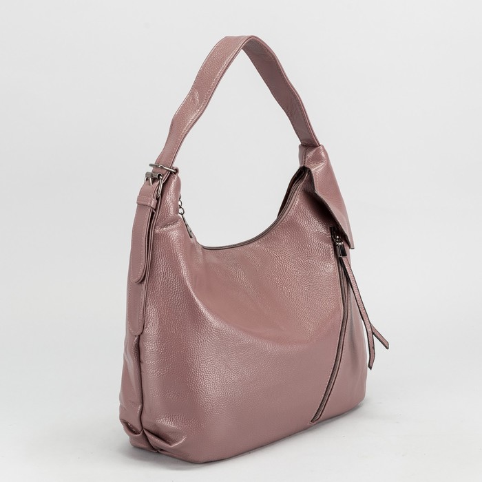 Сумка женская, отдел на молнии, 2 наружных кармана, цвет пудровый