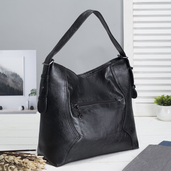 Сумка женская на молнии, 1 отдел, наружный карман, цвет чёрный