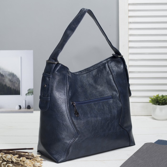 Сумка женская на молнии, 1 отдел, наружный карман, цвет синий