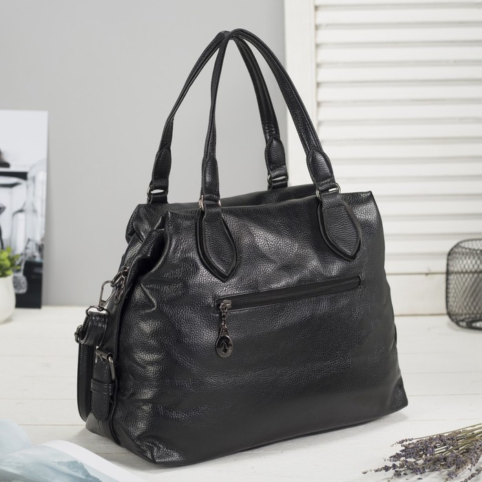 Сумка женская, отдел на молнии, 2 наружных кармана, цвет чёрный