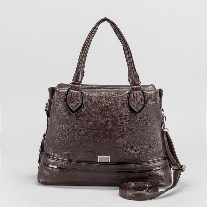 Сумка женская на молнии, 1 отдел, 2 наружных кармана, цвет коричневый