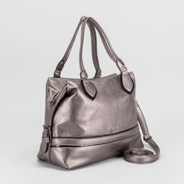 Сумка женская, отдел на молнии, 2 наружных кармана, цвет серый