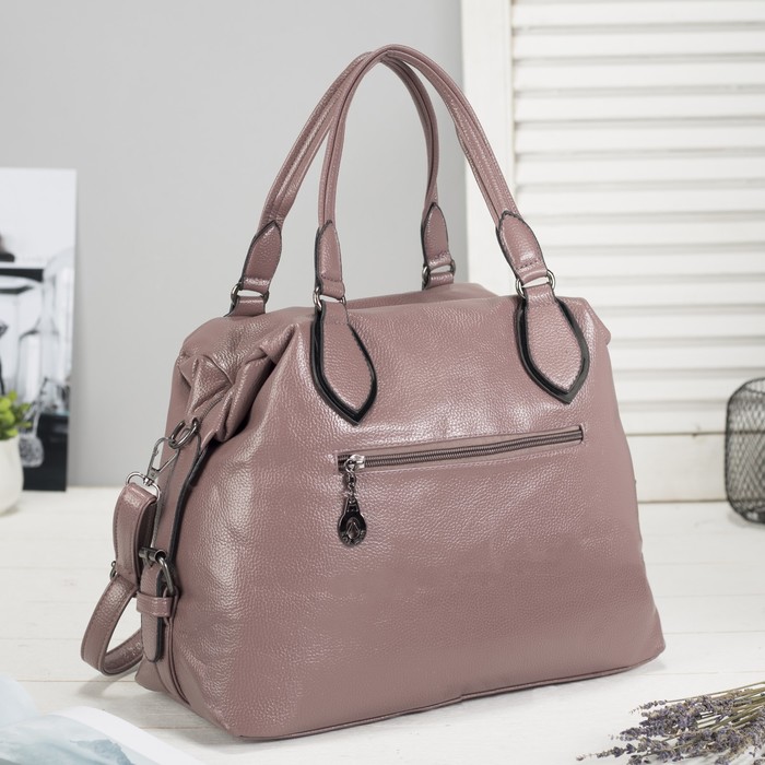 Сумка женская, отдел на молнии, 2 наружных кармана, цвет пудровый