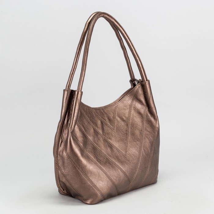 Сумка женская на молнии, 1 отдел, наружный карман, цвет бронзовый