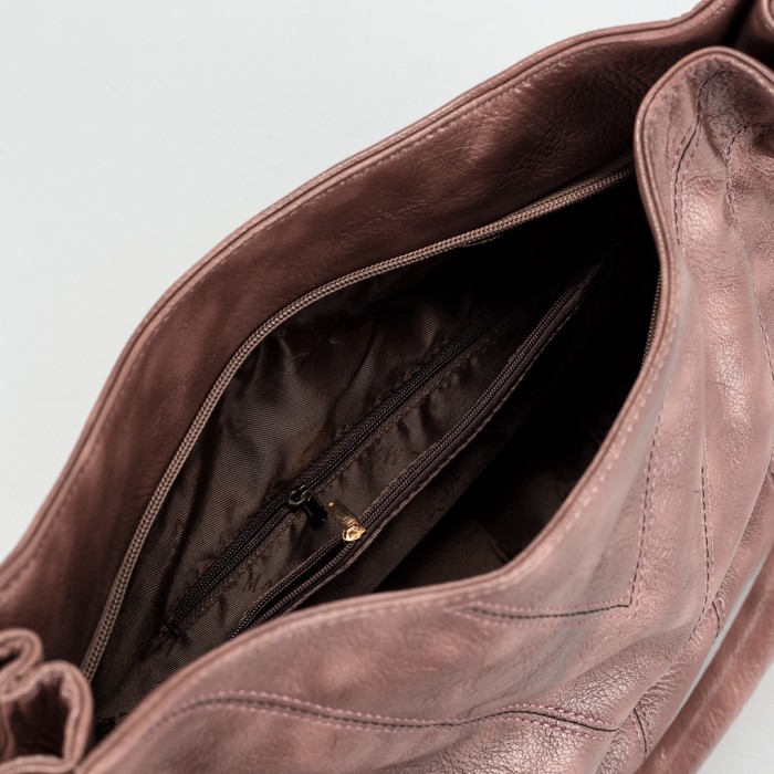 Сумка женская на молнии, 1 отдел, наружный карман, цвет светло-коричневый