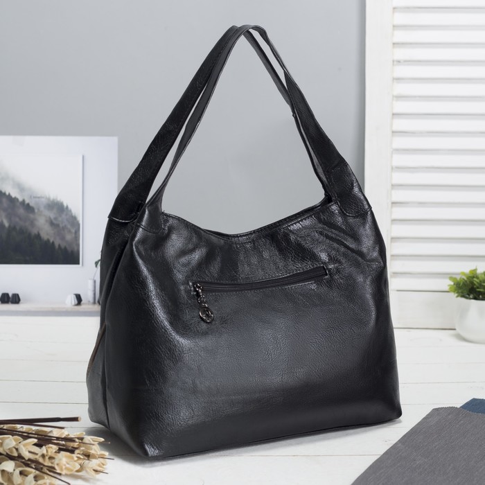 Сумка женская, отдел с перегородкой на молнии, наружный карман, цвет чёрный