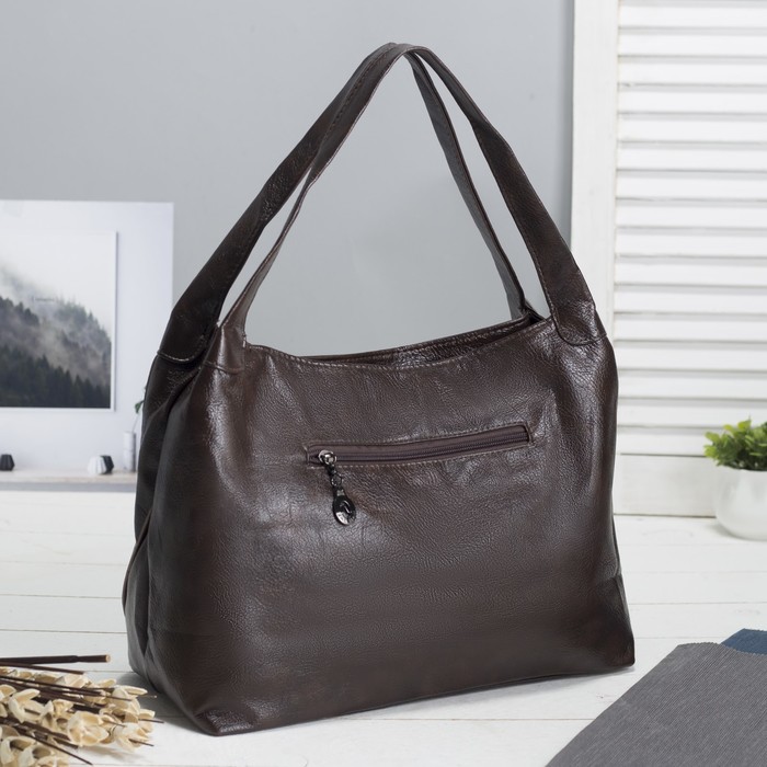 Сумка женская, отдел с перегородкой на молнии, наружный карман, цвет коричневый