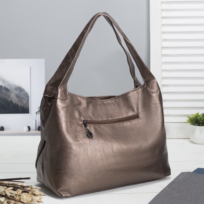 Сумка женская, отдел с перегородкой на молнии, наружный карман, цвет бронзовый