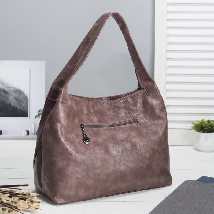 Сумка женская, отдел с перегородкой на молнии, наружный карман, цвет коричневый